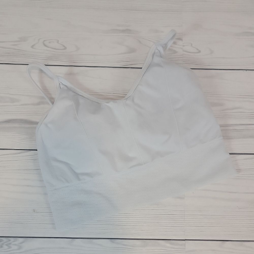 90° Degree by Reflex Ivy Seamless White  Strap Bra Low Impact Womens Size L